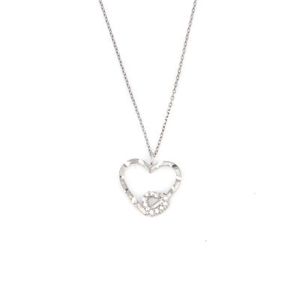 925 Sterling <b>Silver</b> Heart Pendant with White Stone <b>Pen</b> Design & Rhodium Plating Trendy 14K Gold Rose Gold Diamond Jewelry - Product Image 2