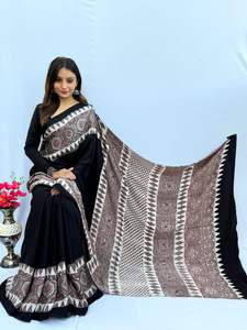 Sari Imprimé de Qualité Supérieure Style Bollywood en Tissu Georgette Doux Vêtement Ethnique d'Inde Offre Spéciale pour Fêtes d'Hiver - Product Image 4