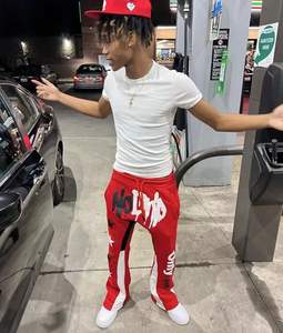 กางเกงวอร์มแนวสตรีทแบบเย็บปะติดสำหรับผู้ชายและผู้หญิงกางเกงขนแกะแบบยูนิเซ็กส์กางเกงวิ่งออกกำลังกายกางเกงวอร์มขาบานพิมพ์ลาย3D แบบกำหนดเอง - Product Image 4