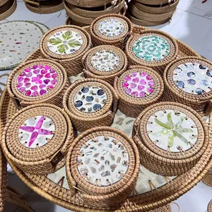 Posavasos lacados para bebidas y mesa, Set de decoración en forma de mesa, hecho en Vietnam, precio barato