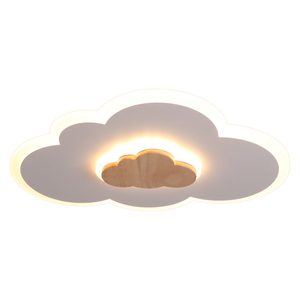 Lámpara de Techo LED Moderna con Forma de Nube, Luz Blanca Fría, Base de Madera, Cubierta Acrílica, Montaje en Superficie, con 3 Años de Garantía, para Bebés y Niños - Product Image 1