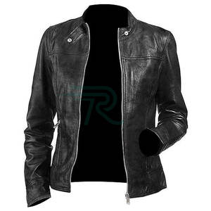 Chaqueta de Cuero de Oveja para Mujer, Diseño Personalizado, Talla Grande, Chaqueta de Motociclista Impermeable, Chaqueta de Invierno con Peluche, Ropa de Talla Grande - Product Image 1