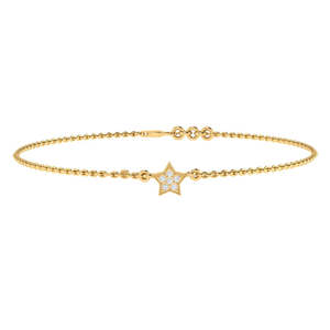 Certified 14Kt Yellow <b>Gold</b> Diamond Star <b>Bracelet</b> with 0.05ct Real Diamonds Adjustable 7.0inch <b>Bangle</b> - Product Image 1
