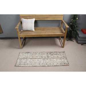 Tapis turc 1,5x3,9 pieds, petit tapis vintage, tapis blanc à fleurs - Product Image 3