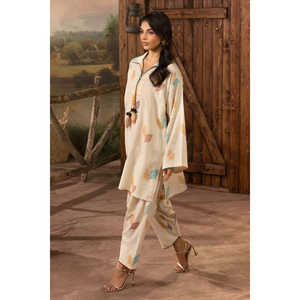 Conjunto de 2 Piezas, Camisa y Pantalón Estampados Jacquard Slub Khaddar, Estilo Casual para Primavera/Verano-SCT-52002 - Product Image 6