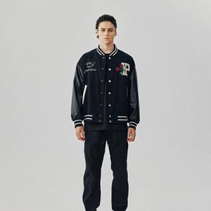 Veste universitaire Letterman de baseball en toile personnalisée pour hommes, col montant avec logo brodé, manches en cuir varisty d'hiver - Product Image 6