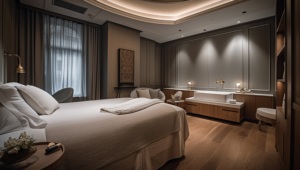 Fabricant de meubles sur mesure Turquie OEM pour projets hôteliers, ensemble de chambre à coucher en bois massif laqué, aménagement sur mesure pour villas - Product Image 3