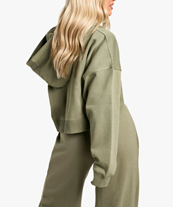 Hoodie court tricoté pour femme, vente en gros, logo personnalisé, manches longues, pull court personnalisé pour femme, 100% coton - Product Image 6