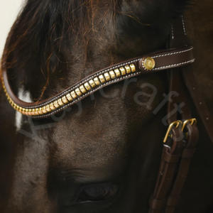 Brida de salto anatómica Premium Dallas con accesorios de latón Tocado acolchado con gel y banda para cejas Clincher - Product Image 2