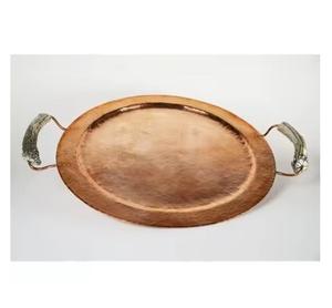 Bandeja de Servicio Artesanal de Cobre Puro con Patrones Florales en Relieve para Decoración de Mesa de Lujo a Precio de Mayoreo - Product Image 6