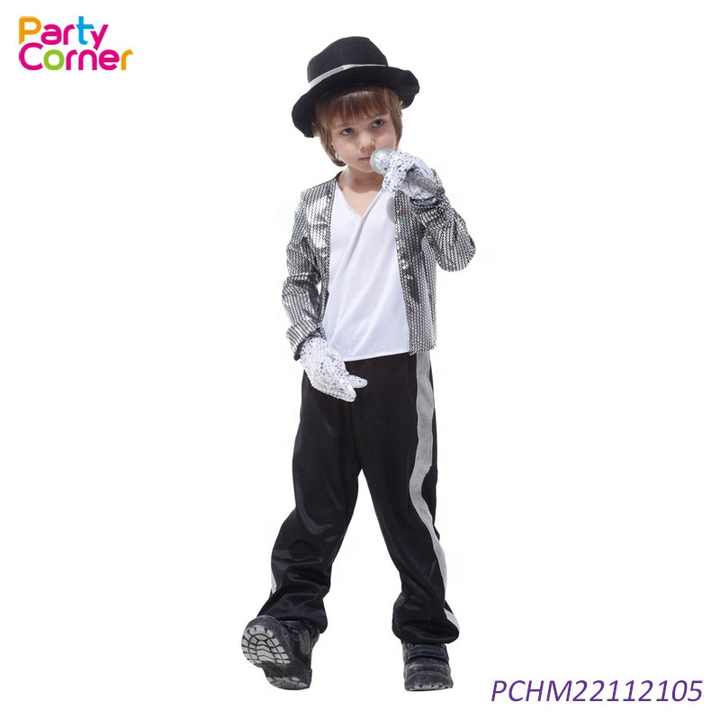Kids 80s Michael Jackson Inspired Costume Set – Includes Top, Pants, Hat & Gloves (Cosplay & Party Outfit) - View #14