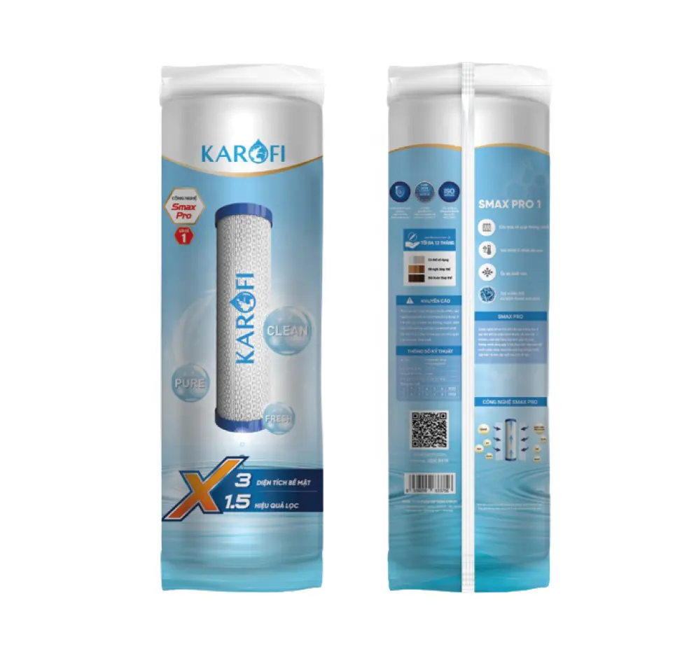 Pro suku cadang sistem RO Karofi Smax Pro 1 suku cadang penyaring air pra-filter kualitas tinggi dibuat dari Vietnam