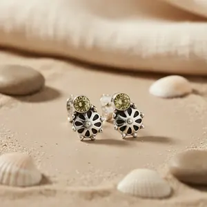 Pendientes de Plata de Ley 925 con Diseño Floral para Mujer, Pendientes de Citrino con Diseño Floral a la Moda - Product Image 3