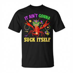 T-shirt promotionnel unisexe pour adulte à manches courtes et col rond, imprimé sérigraphié, motif Crawfish Jester Beads Mardi Gras - Product Image 3