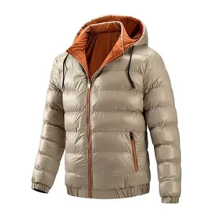 Logotipo personalizado al aire libre ligero cálido hombres de nylon con capucha invierno burbuja Puff abajo abrigo Puffer chaquetas con capucha - Product Image 3