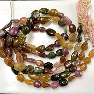 Perles en forme de pépite lisse multi-tourmaline naturelle à prix d'usine, perles de forme inégale en tourmaline pour la fabrication de bijoux - Product Image 3