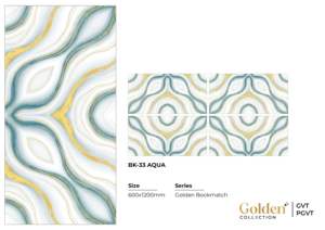 Carreaux en porcelaine brillants finition marbre doré 600x1200mm Vitrifiés Antibactériens Résistants à l'usure pour usage intérieur Hôtels - Product Image 5