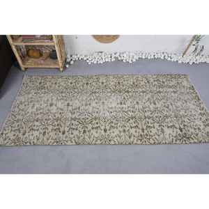 Alfombra de lana Vintage con diseño de patchwork marrón beige rectángulo grande de 3x6 pies para sala de estar dormitorio con respaldo de látex para adolescentes - Product Image 3