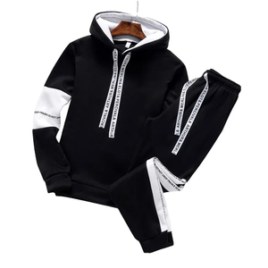 Conjunto Deportivo de Invierno al por Mayor, con Bloques de Color, Sudadera con Cremallera Completa, Pantalones Deportivos, Logotipo Personalizado, Algodón Grueso, Traje Deportivo para Hombre - Product Image 1