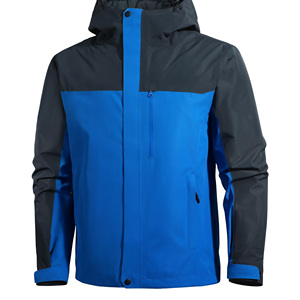 Veste d'extérieur coupe-vent longue pour hommes imperméable respirant matériau tricoté à trois épreuves fermeture éclair solide veste de randonnée chaude imperméable - Product Image 2