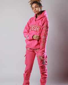 Sudadera con capucha vintage personalizada y pantalones acampanados con cremallera, conjunto de dos piezas, chándal bordado, chándal lavado ácido desteñido al sol para hombre - Product Image 3