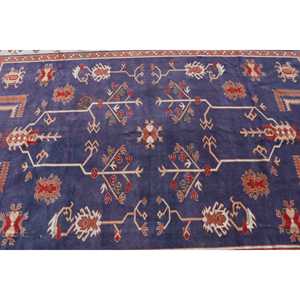 Alfombra Turca Vintage de 6.4x8.8 pies, Alfombra con Borde Azul - Product Image 4