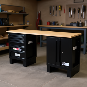 โต๊ะทำงานยูซากพร้อมท็อปไม้สำหรับใช้กับตู้เก็บเครื่องมือ - Product Image 3