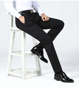 Pantalones Largos Formales de Oficina para Hombre, Corte Slim Fit, Color Sólido, Cintura Media, Traje de Negocios, Frente Plano, Personalizables - Product Image 3