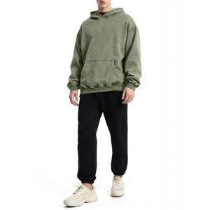 Streetwear Design personnalisé en détresse broderie Patch pull surdimensionné hommes sweats à capuche français éponge strass Baggy sweats à capuche hommes - Product Image 6