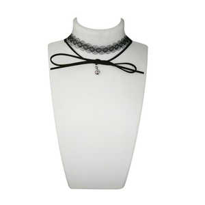 Jeweljunk Trendy Vintage Noir Dentelle Collier Ras du Cou Plaqué Or en Alliage de Zinc avec Diamant et Perle 1112302 pour Cadeau - Product Image 1