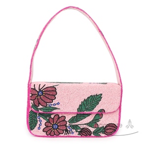 Borsa da donna ispirata al Designer floreale | Borsa di tendenza ricamata a mano artigianale | Disegno floreale rosa - Product Image 3