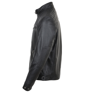 Veste en cuir pour hommes de style le plus récent du fabricant professionnel col montant avec logo avant manteau d'hiver à manches longues - Product Image 3