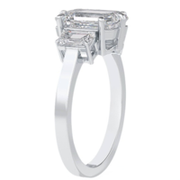 Bague de fiançailles à trois pierres, diamant de laboratoire de 2,5 carats, taille émeraude, certifié IGI, or massif 14 carats pour femme, bijoux de fête
