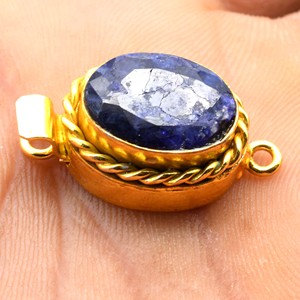 Prem Bhaya 18K Plaqué Or Lapis Ovale Boîte Fermoir B620-Lapis 1-3 Brin Composant de Fabrication de Bijoux 26X15X10MM - Product Image 3