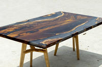 Table basse moderne haut de gamme peinte à la main avec plateau en résine époxy 3D, mobilier de salon portable, artisanat animalier et angélique