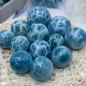 Lotes de piedras preciosas de bola de esfera de Larimar Natural de alta calidad Mezcla de piedras preciosas Larimar Deep Blue Dolphin Stone auténtico Larimar dominicano - Product Image 6