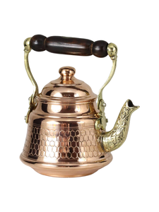 Tetera Decorativa de Cobre con Asa de Latón para Calentar Agua, Té y Café, Utensilios de Cocina con Diseño Grabado - Product Image 4