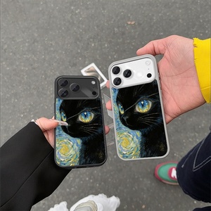 Funda Magnética para Teléfono con Diseño de Gato Negro y Flores Blancas, para iPhone 17 Pro Max, TPU Suave, Unisex - Product Image 2