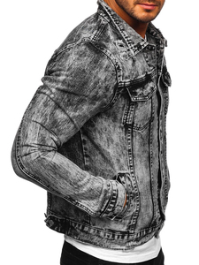 Veste en jean Streetwear à la mode de conception personnalisée OEM Veste en jean de haute qualité Design personnalisé pour hommes Veste en jean déchiré à boutons - Product Image 4