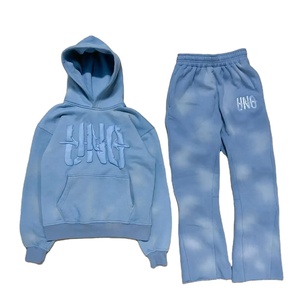 Chándales para hombre, jersey en blanco personalizado, precio al por mayor, conjunto de Jogger Vintage con estampado de hojaldre, chándales de lavado ácido para hombre 2025 - Product Image 1