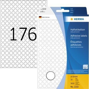 Etiquetas Adhesivas HERMA de Papel Blanco de 8mm, 5,632 Etiquetas/Paquete para Oficina - Product Image 1