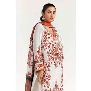 Women's White Khadi Net Salwar Kameez & Dupatta 2-Piece Loose Fit Casual Cotton Ethnic Wear Stitched - Product Image 2