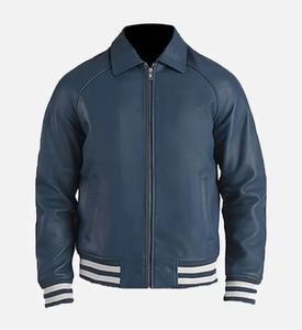 Veste en cuir noire élégante pour hommes Logo personnalisé et fermeture éclair disponible dans toutes les tailles avec marque privée pour l'hiver - Product Image 1