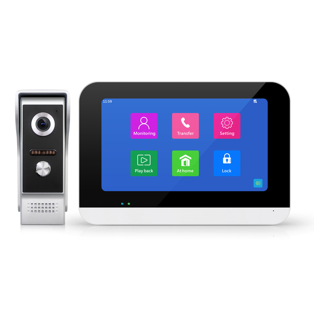 Tuya WiFi Video Intercom System 7 Inch Touch Monitor 1080P IP Video Door Phone Kit for Villa Home Security