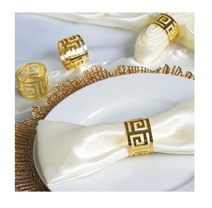 Rond de serviette de conception moindre plaqué or fantaisie ou rond de serviette en métal et support avec de l'or poli pour mariage décoratif - Product Image 1
