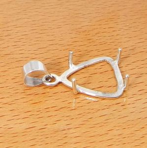 925 argent Sterling trillion forme 4mm 20mm bricolage pince lunette tasse pendentif réglage plaqué Semi montage bijoux pierre bijoux - Product Image 4