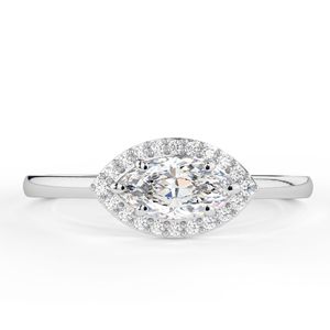 Anillo de Compromiso con Halo de Diamantes Cultivados en Laboratorio, Corte Marquesa de 1.50 CT, en Oro Blanco para Mujer - Product Image 6