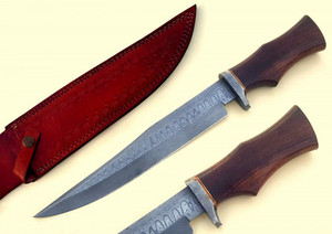 Cuchillo Bowie de Caza de Acero de Damasco Hecho a Mano de Lujo y Alta Calidad con Hermoso Mango de Madera de Palisandro, Grado OEM, DIY - Product Image 6