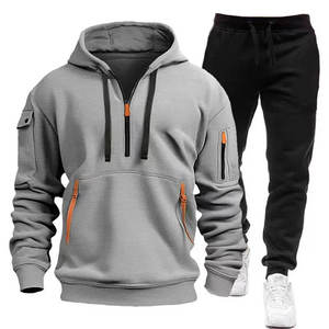 Logo personnalisé de haute qualité hommes deux pièces survêtement Gym Fitness vêtements de sport polaire formation survêtements Jogging pour hommes - Product Image 4