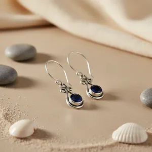 Pendientes Clásicos de Plata 925 con Forma de Gota de Agua y Engaste de Lapislázuli para Mujer, Joyería de Boda - Product Image 2